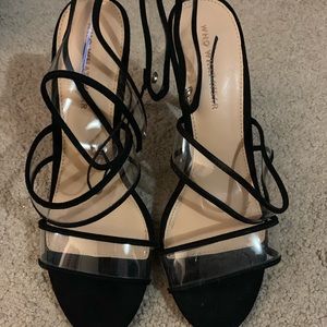 Clear black trim heels